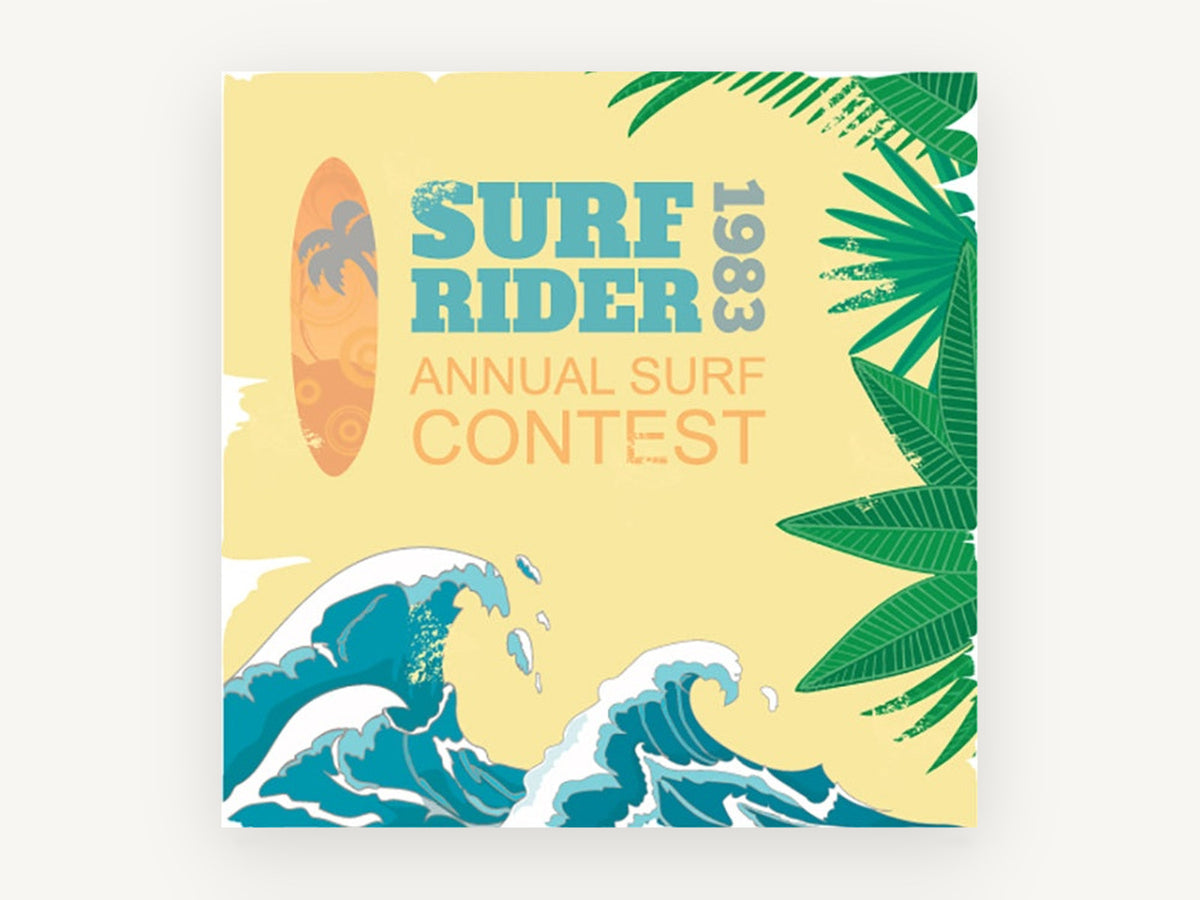 Surf Rider Contest, vintage canvas wall art print, front view