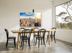 Manhattan Golden Hour city canvas print on the wall of a dining room