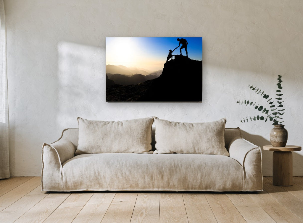 Helping Hand Summit landscape canvas print on the wall of a living room