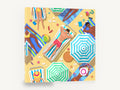 Sunbathers From Above, beach sunbathers aerial illustration, coastal canvas wall art print ready to hang