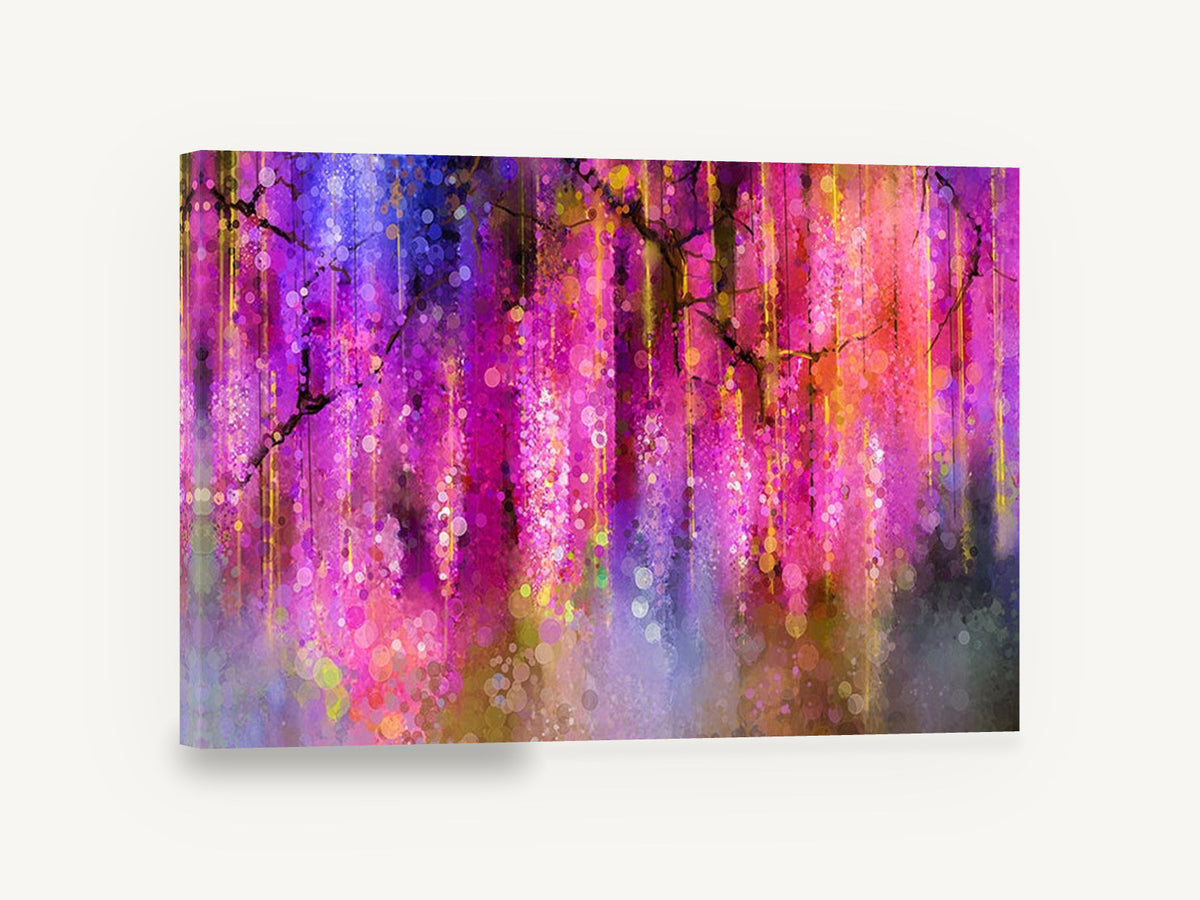 Wisteria Bokeh Cascade, purple wisteria abstract digital floral, floral canvas wall art print ready to hang