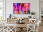 Wisteria Bokeh Cascade floral canvas print on the wall of a Hamptons dining room