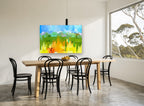 Orange Tree Meadow landscape canvas print on the wall of a dining room