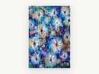 Blue Starburst Blooms, floral canvas wall art print, front view
