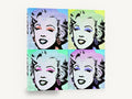 Pastel Pop Quartet, retro pop art portrait, stretched canvas wall art print ready to hang