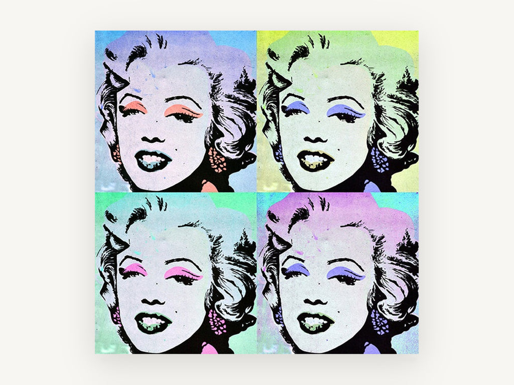 Pastel Pop Quartet, vintage canvas wall art print, front view
