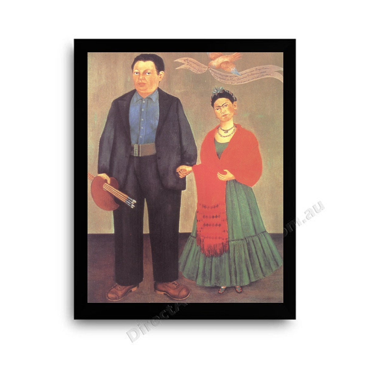 Frieda and Diego Rivera Modern Flat Black Frame