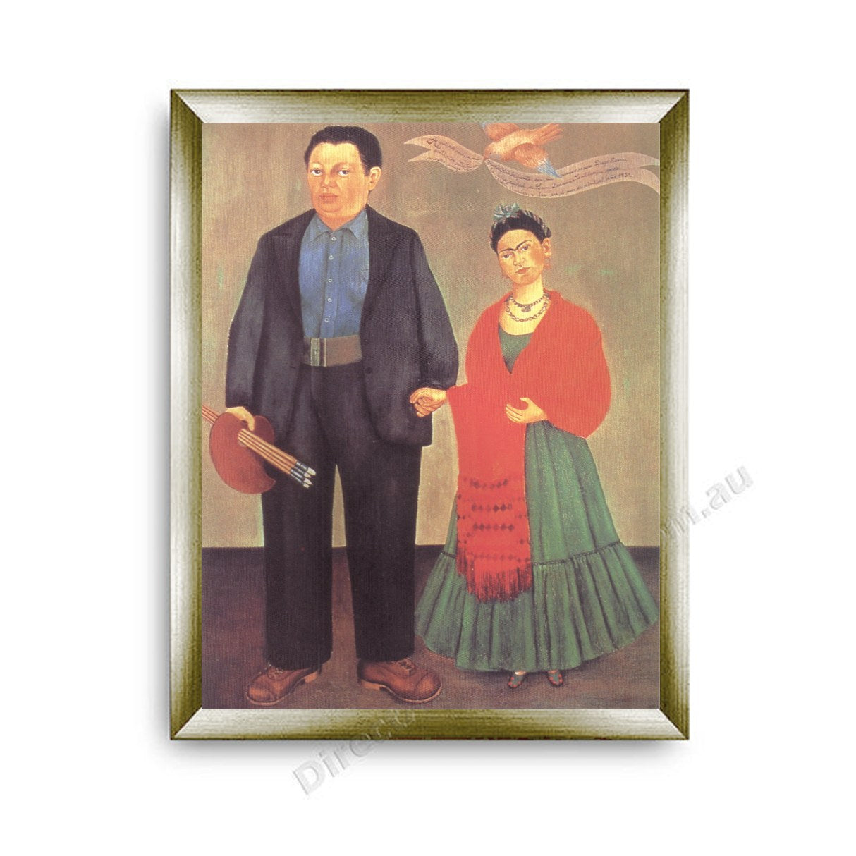 Frieda and Diego Rivera Modern Flat Gold Frame