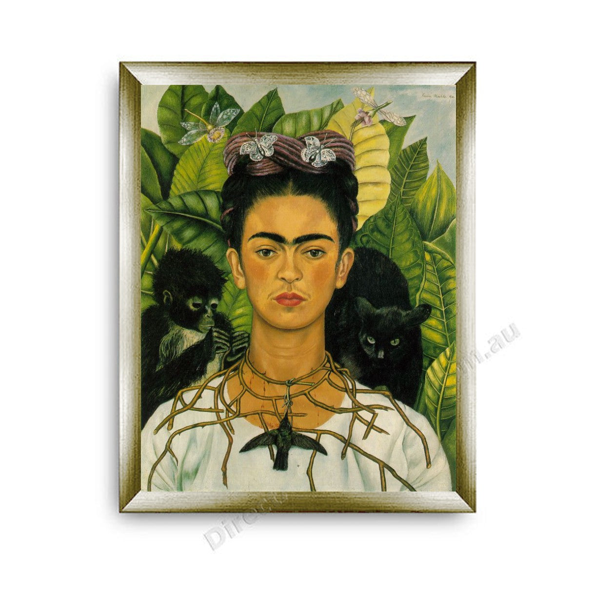 Self-Portrait with Thorn Necklace Modern Flat Gold Frame