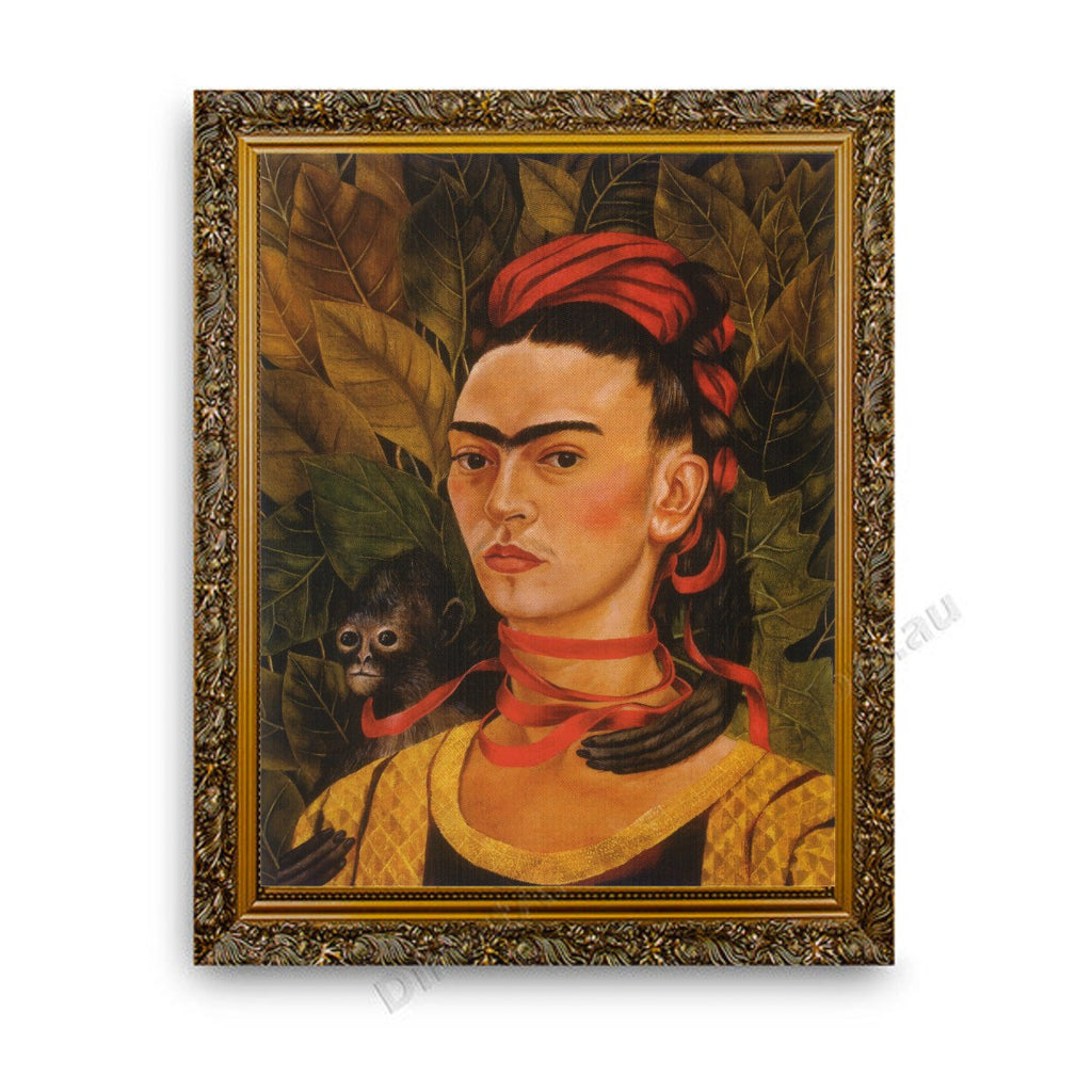 Self-Portrait with Monkey Gold Ornate Outer Frame