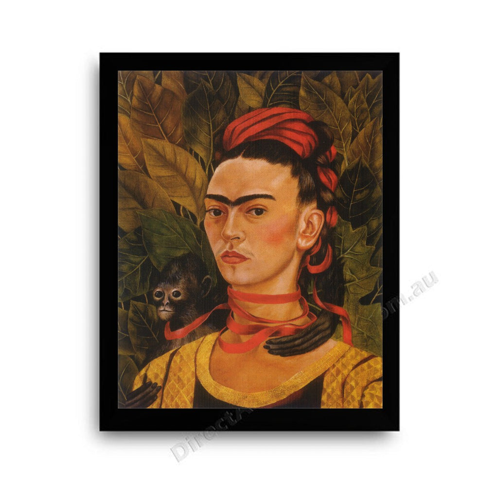 Self-Portrait with Monkey Modern Flat Black Frame