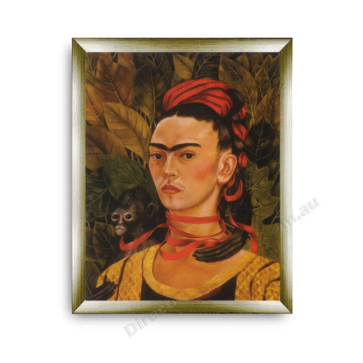 Self-Portrait with Monkey Modern Flat Gold Frame