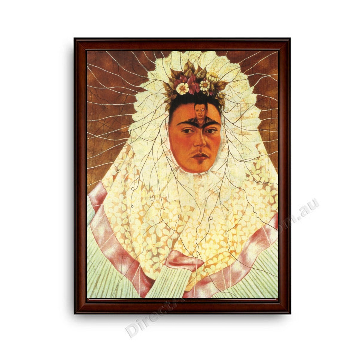 Self-Portrait as a Tehuana Dark Brown with Gold Inner