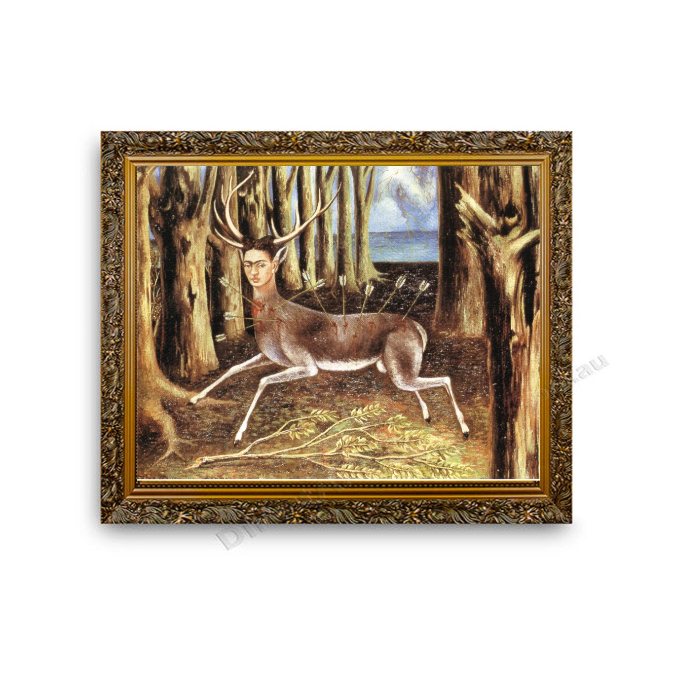 The Wounded Deer Gold Ornate Outer Frame