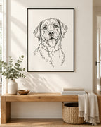 Example pet canvas: a black labrador in the line art style