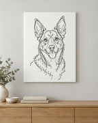 Example pet canvas: a red kelpie in the line art style