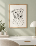 Example pet canvas: a staffy in the line art style