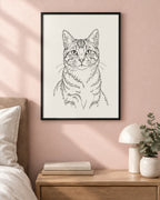 Example pet canvas: a tabby cat in the line art style