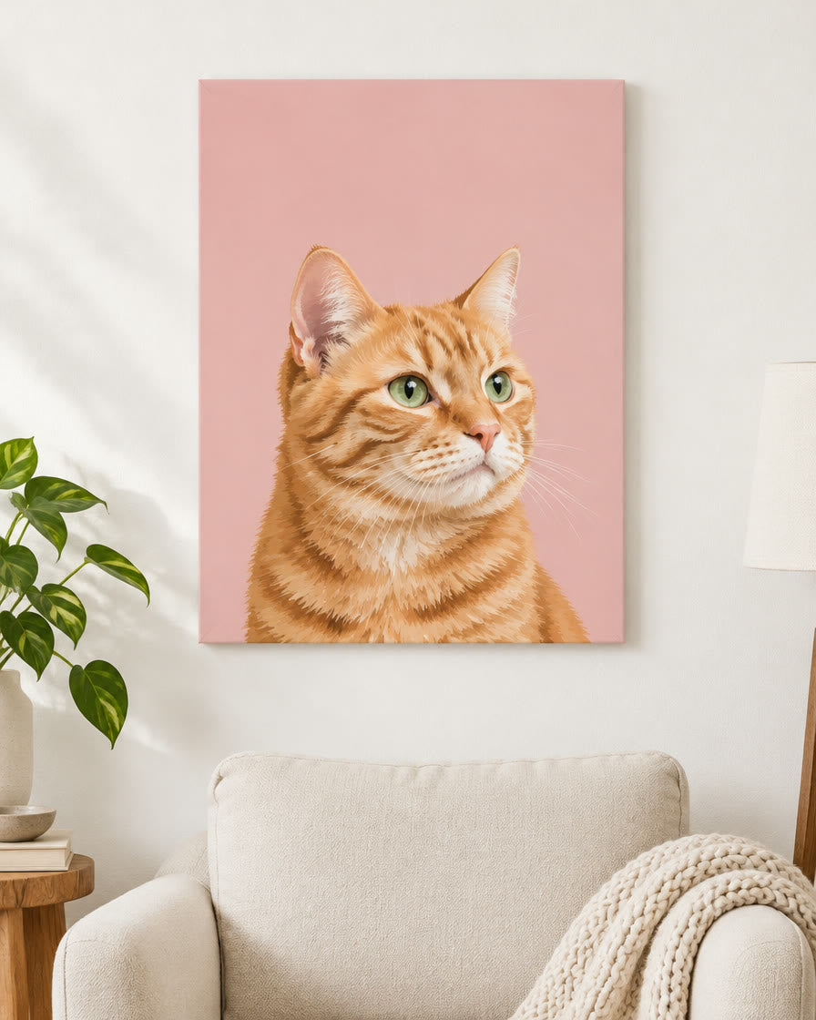 Example digital pet portrait file: a ginger cat in the modern style
