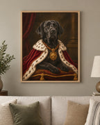 Example pet canvas: a black labrador in the royal portrait style