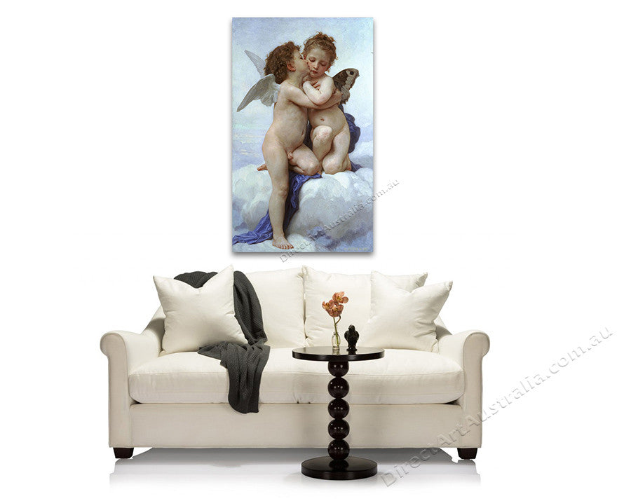 Cupid and Psyche as Children on the wall