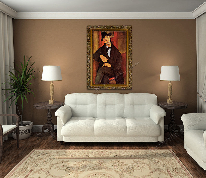 Portrait of Mario Varvogli on the wall