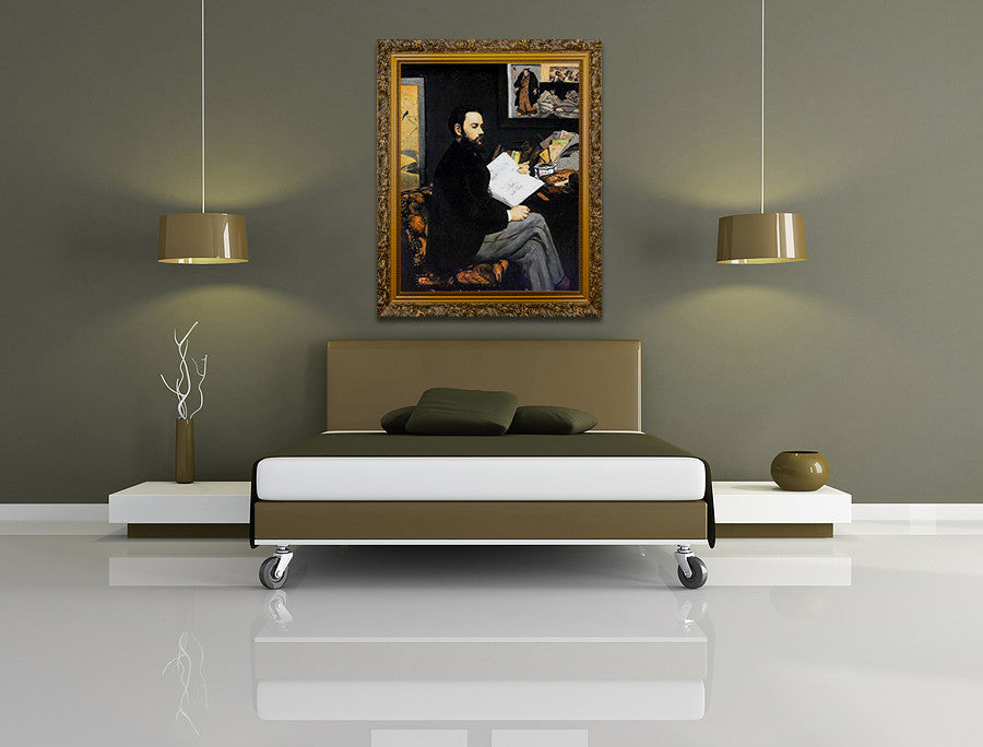 Portrait d'Emile Zola on the wall