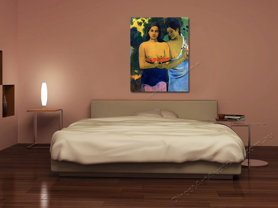 Two Tahitian Women with Mango Blossoms on the wall