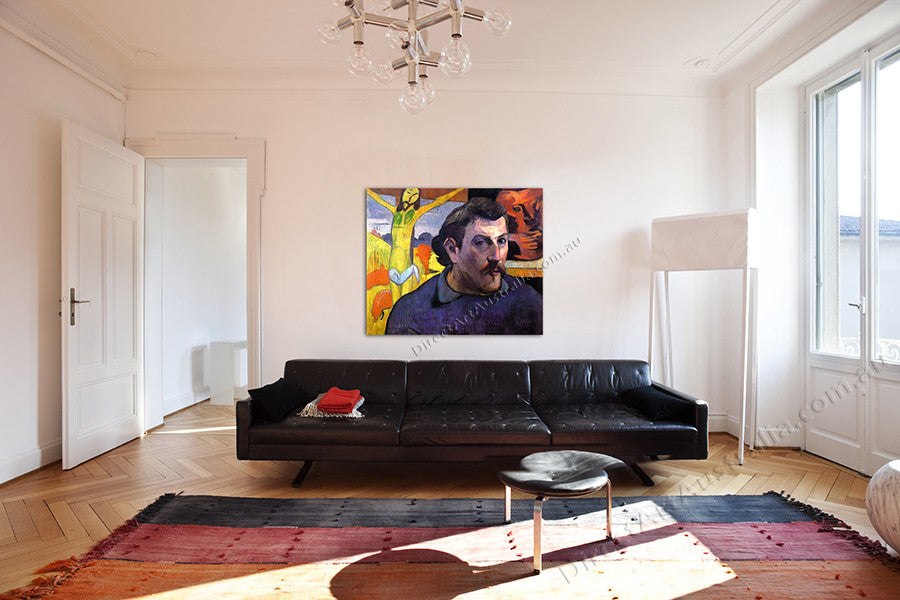 Self Portrait with the Yellow Christ on the wall