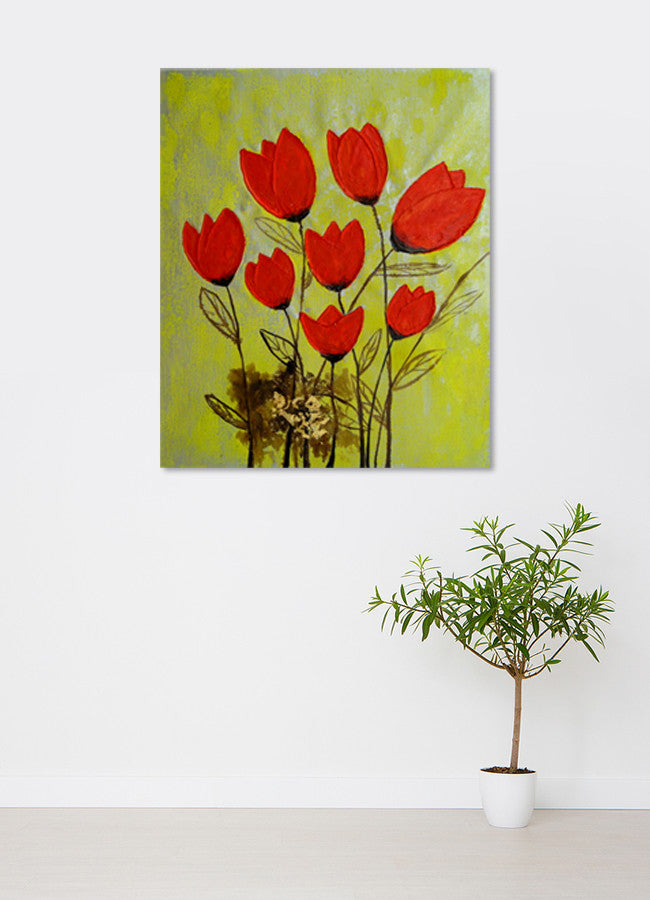 Red Tulips on the wall