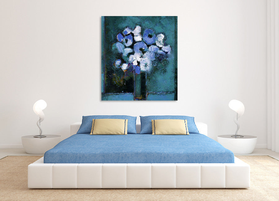 Blooming Blues II on the wall