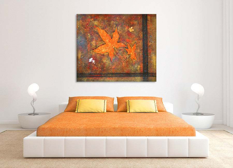 Orange Maple Leaves on the wall