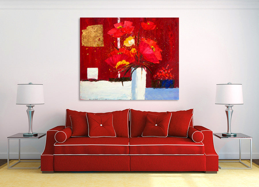 Red Flowers on the wall
