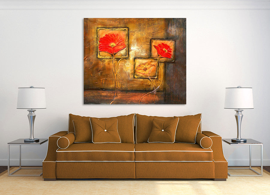 Three Orange Flowers on the wall
