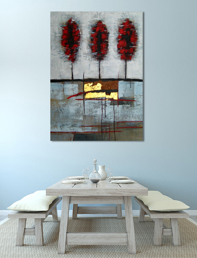Three Red Trees on the wall