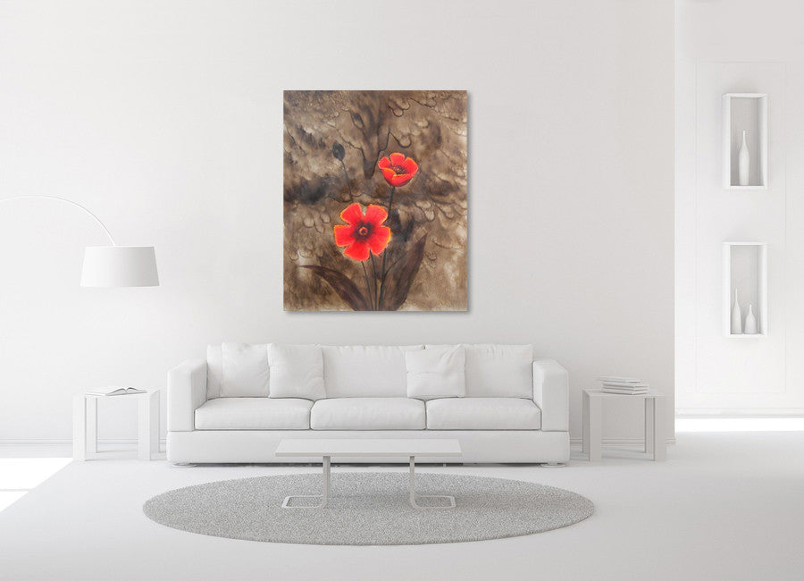Two Red Flowers I on the wall