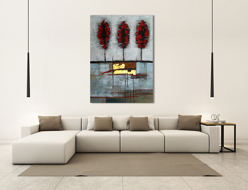 Three Red Trees on the wall