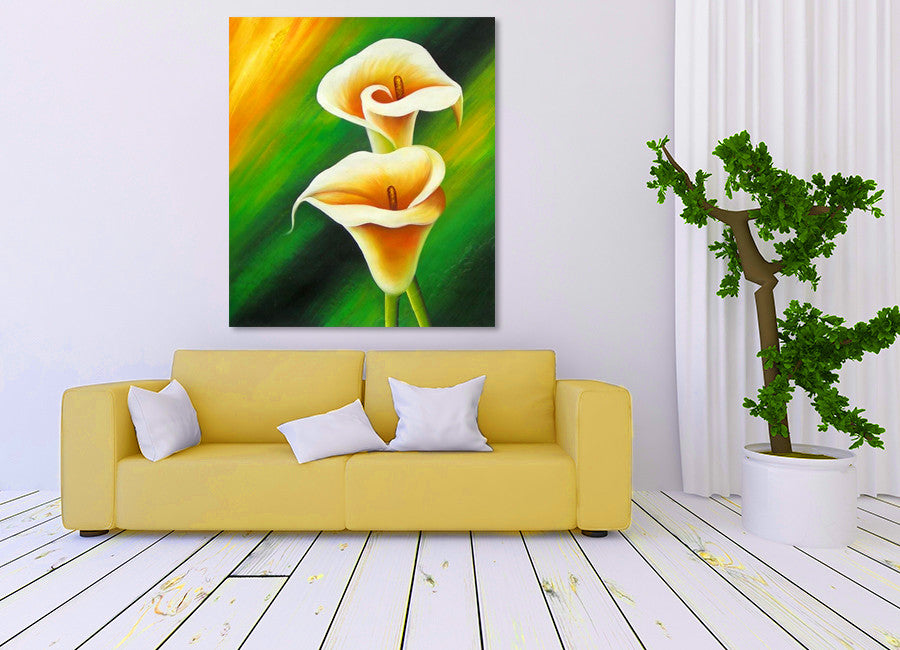 Two White Flowers on the wall