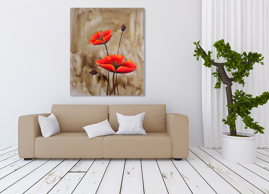Two Red Flowers II on the wall
