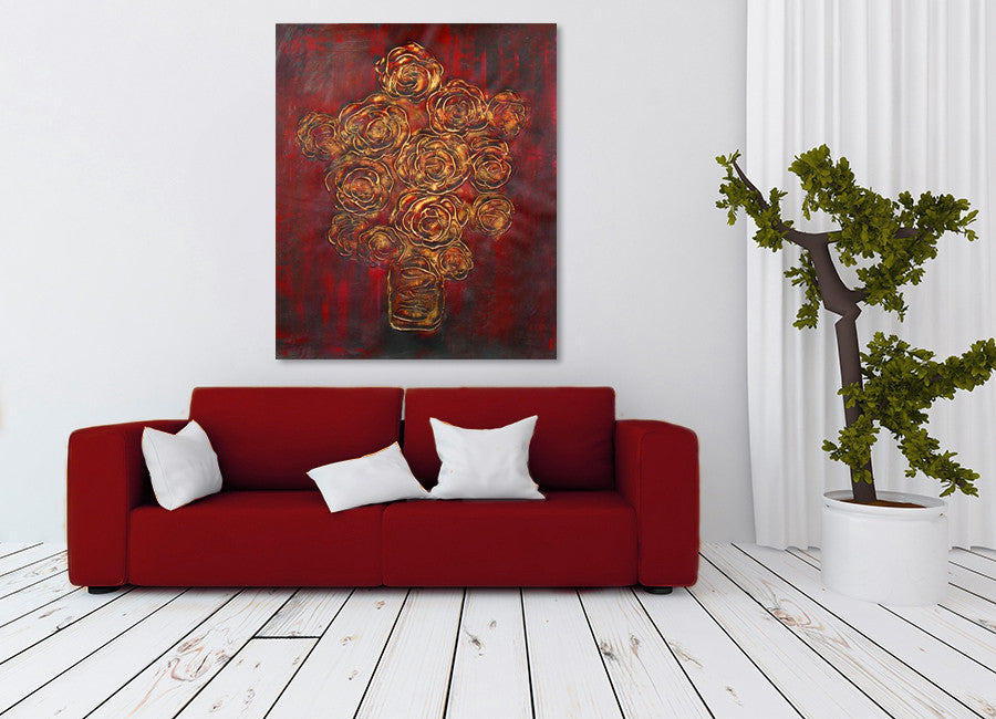 Golden Blooms on the wall