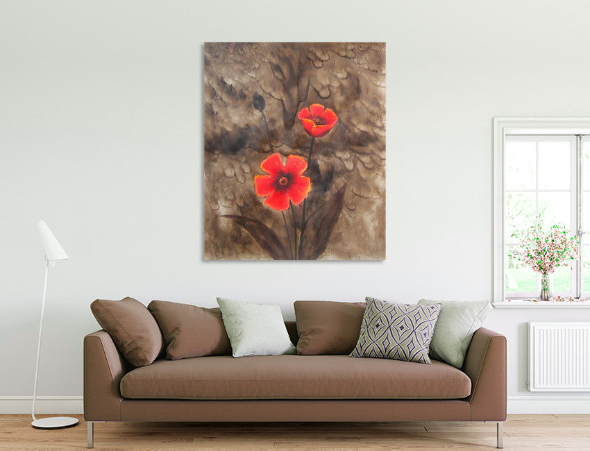 Two Red Flowers I on the wall