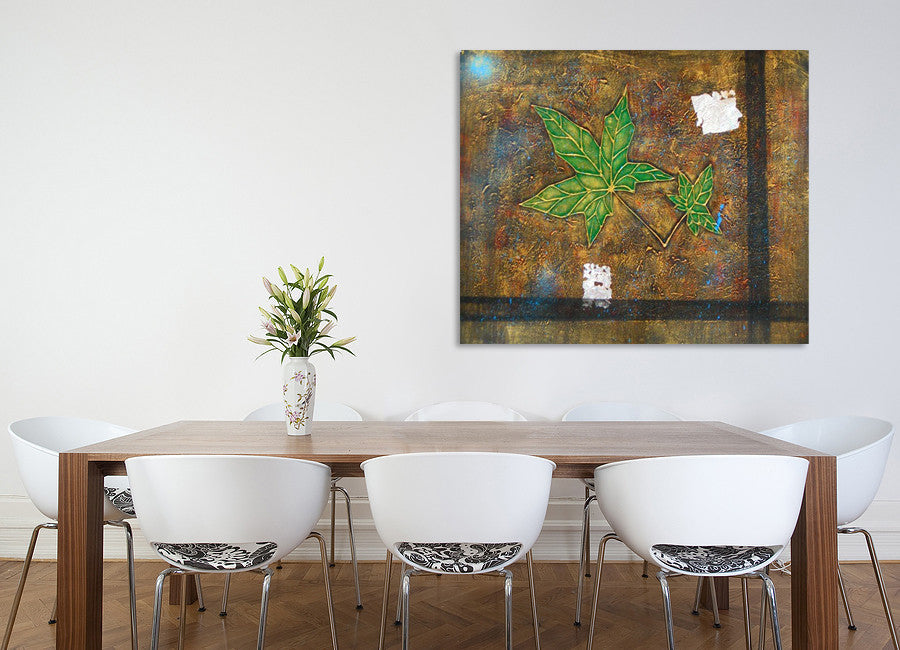 Green Maple Leaves on the wall