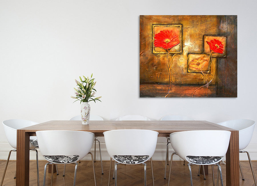 Three Orange Flowers on the wall