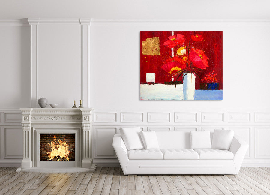 Red Flowers on the wall