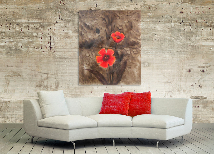 Two Red Flowers I on the wall