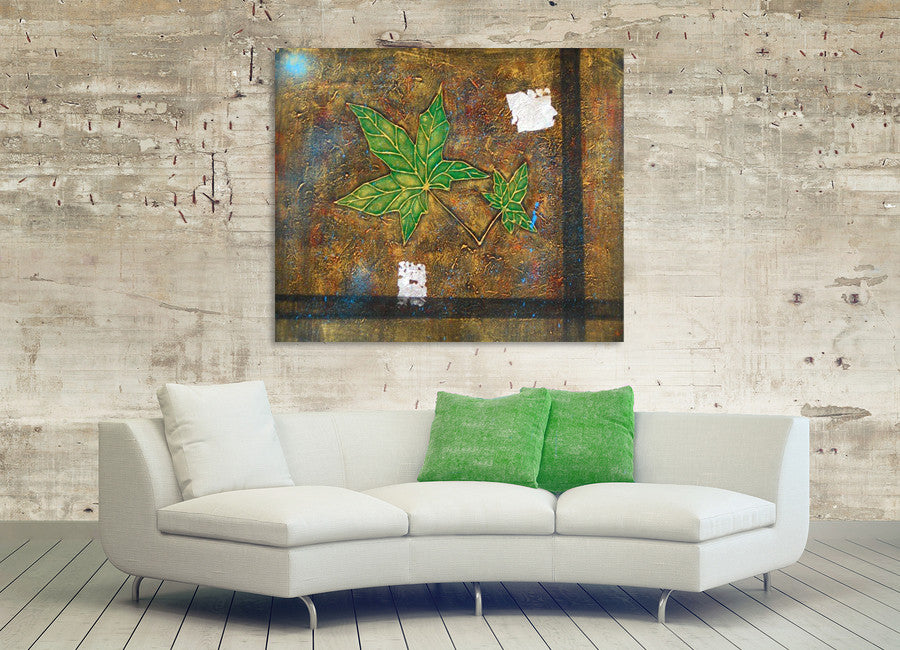 Green Maple Leaves on the wall