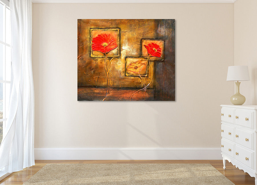 Three Orange Flowers on the wall