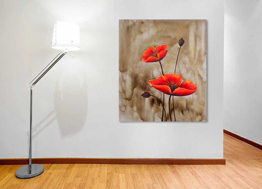 Two Red Flowers II on the wall