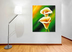 Two White Flowers on the wall