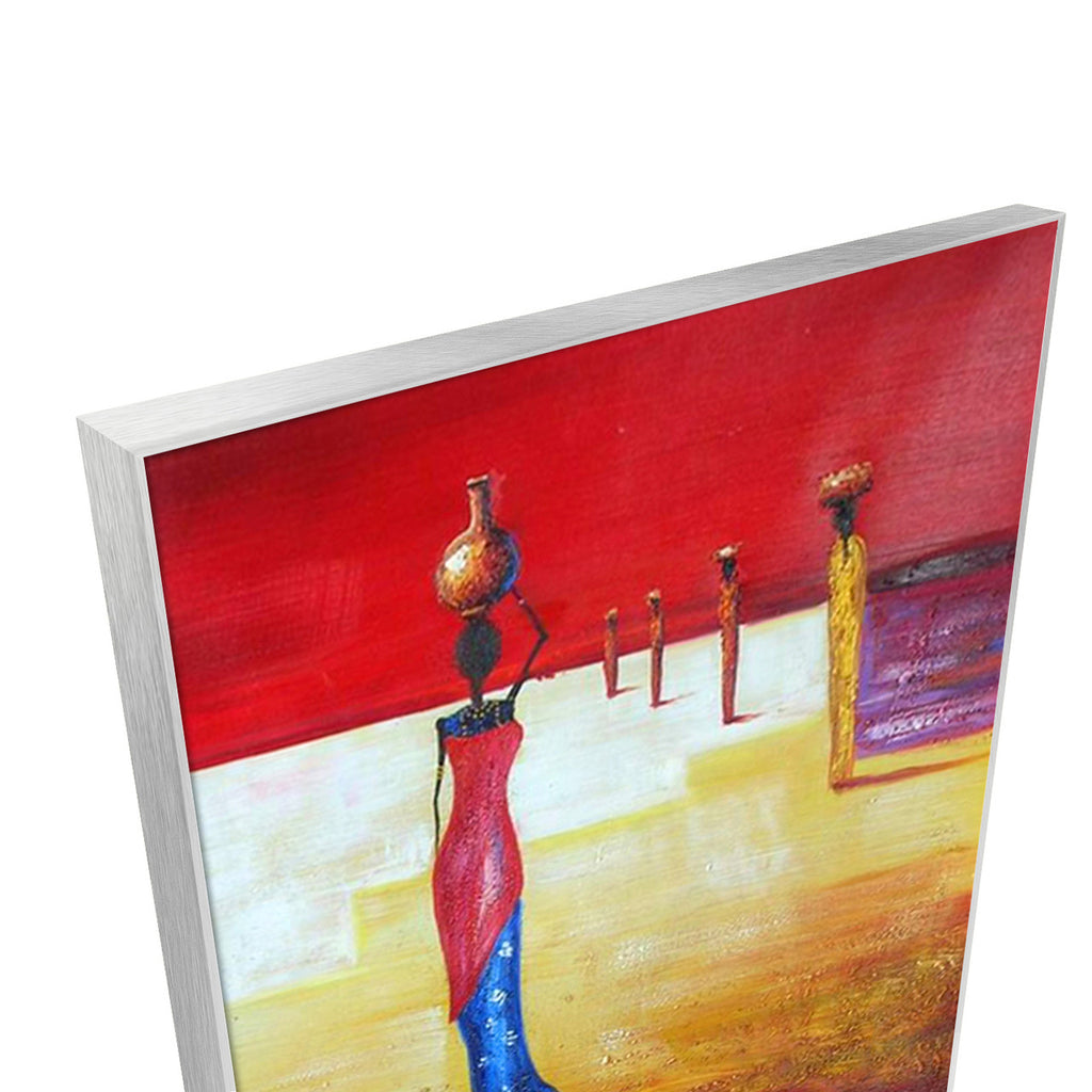 African Women | Red African Art  Oil on Canvas for Hotel Lobbies